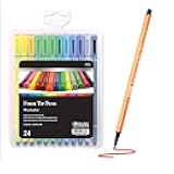 Washable Fiber Tip Pen, 24 Color Fineliner Pens, Fine Point Marker for Writing Drawing Coloring Teacher School Supplies Gift (24/Pack), 1-Pack