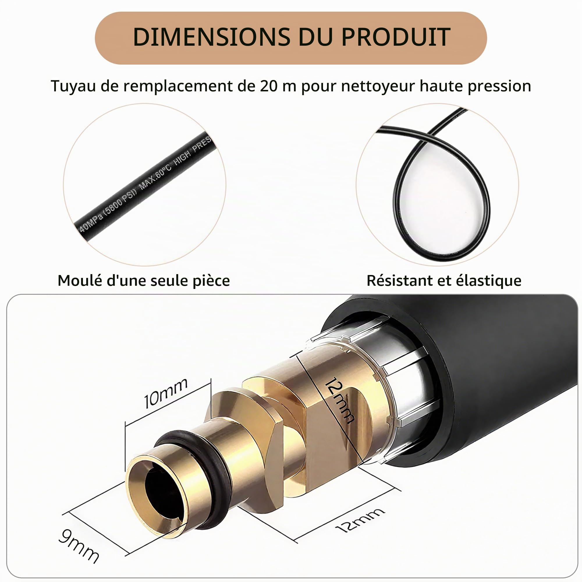 20m Flexible Tuyau pour Kärcher K2 K3 K4 K5 K6 K7 Nettoyeur Haute Pression Accessoires Tuyau de Rechange d'extension Rallonge Tuyaux de Rechange Pièces Détachées avec Connecteur Rapide