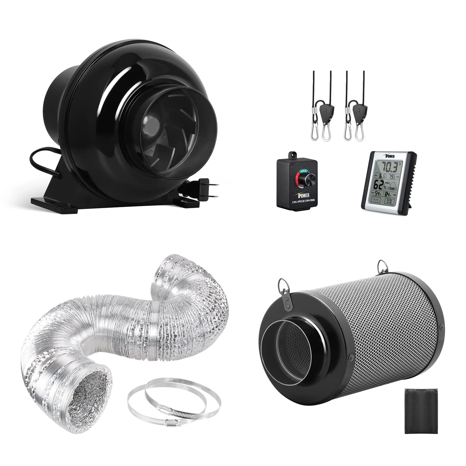 Fan Ger Rpe Snapklik.com : 4 Inch 195 CFM Inline Fan Vent Blower, Air Carbon Filter ...