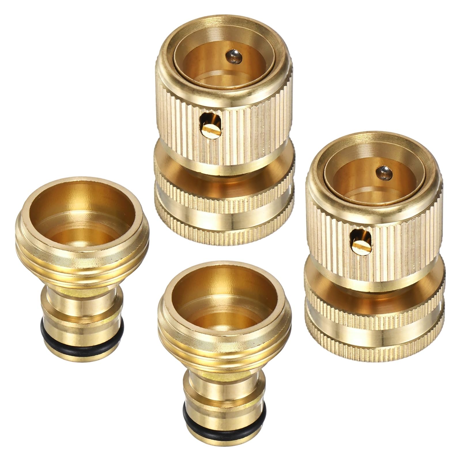 M METERXITY 2-Set Garden Hose Quick-Connect, 3/4 Inch GHT Solid Brass Water Hose Fittings for Faucet/Pressure Washer/Pump/Sprayer, Male Quick Release Connector and Female Adapter