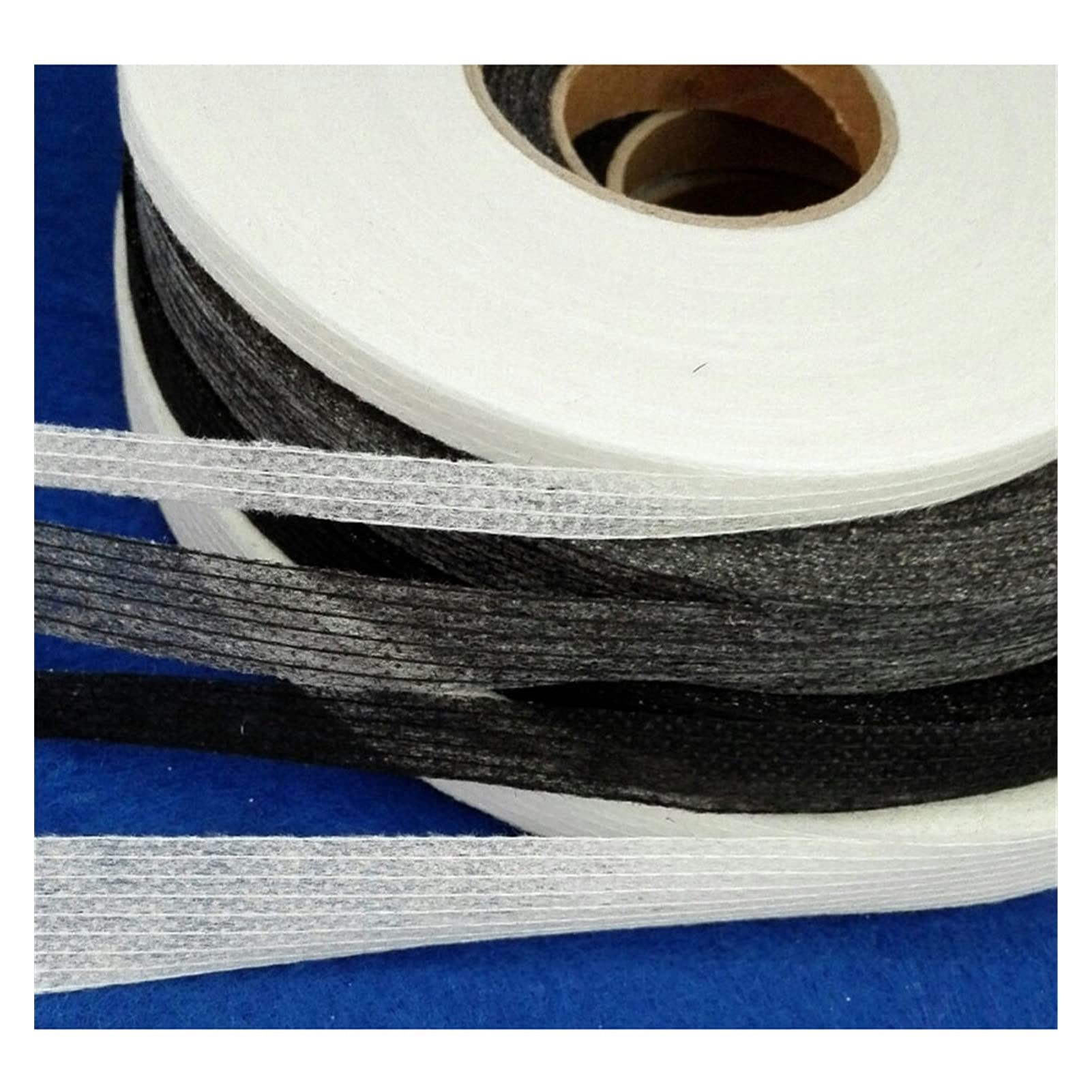 Entretela fusible Tela Riel Plancha Entretela for planchar, 2 rollos de entretela adhesiva de una cara for bricolaje, Material de tela de retales for coser, 100 yardas/rollo(Black,15mm)