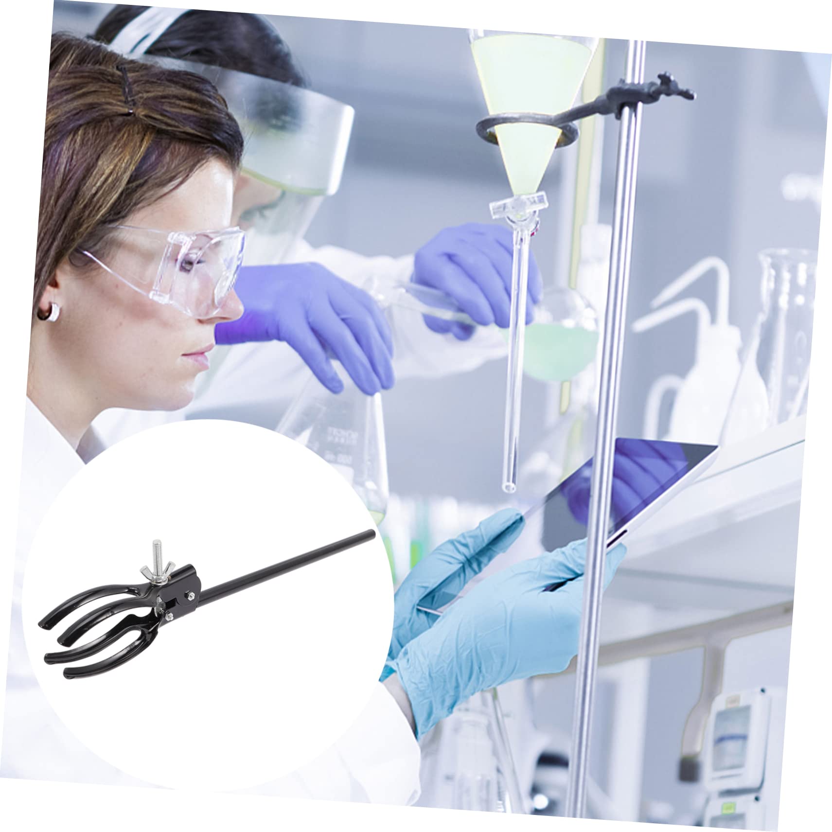 BELLIFFY Condenser Clamp Adjustable Clamp Strong Clips Test Tube Holder Wear-resistant Clamp Flask Clamp Holder Laboratory Clamp Holder Labs Clamp Laboratory Flask Clamp Iron Silver