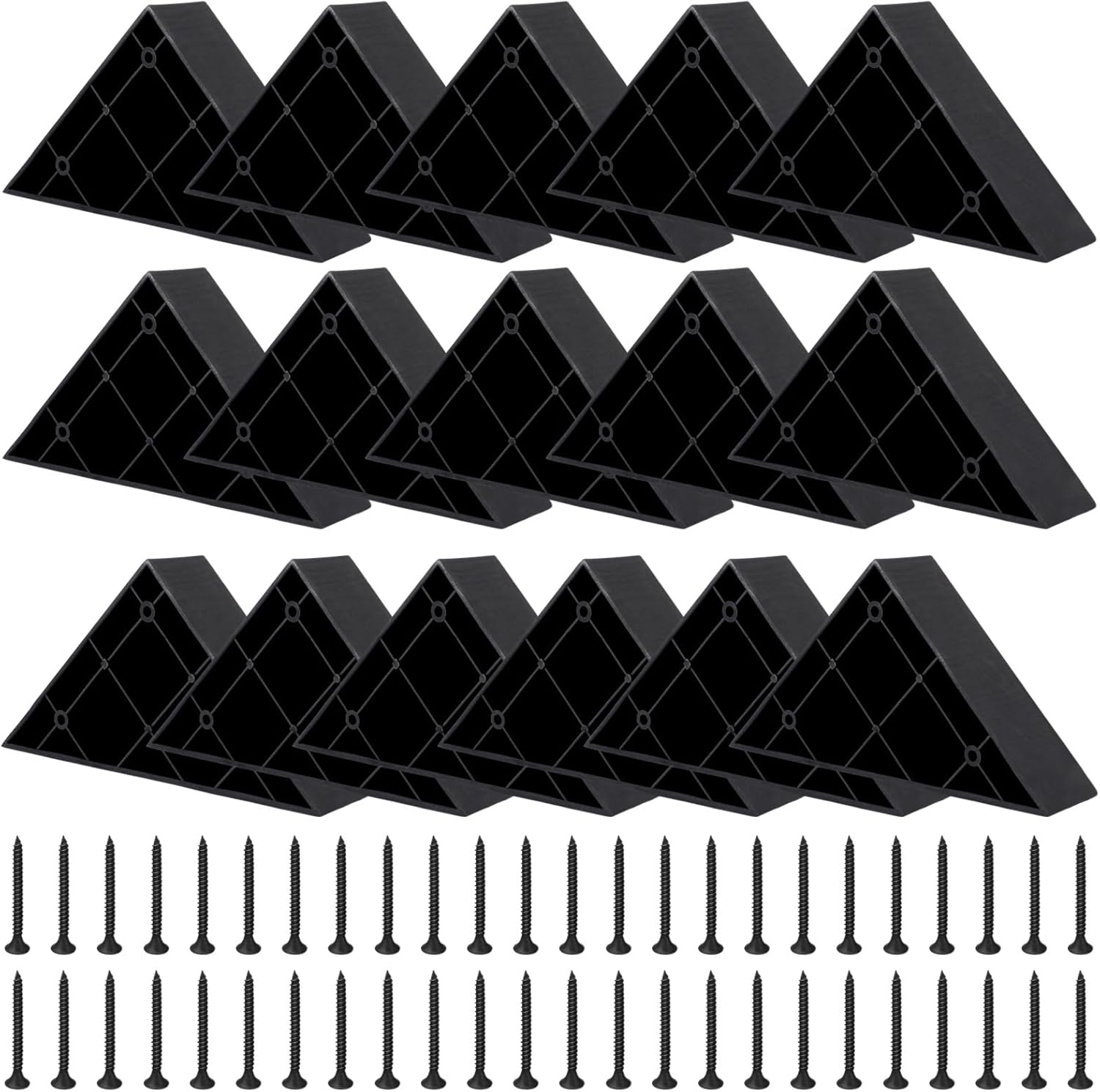 Homaisson 16pcs Couch Legs Replacement Plastic Triangle Corner Sofa Legs Black Couch Legs with Screws Chair Sofa Couch Feet Replacement Furniture Legs, 5.71"×5.71"×1.6"