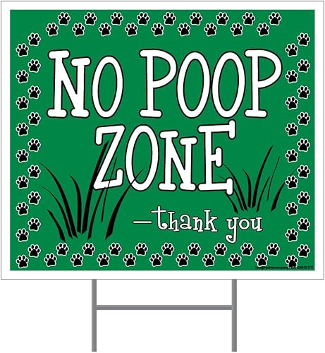 Imagine This Letrero de patio de No Poop Zone, color verde