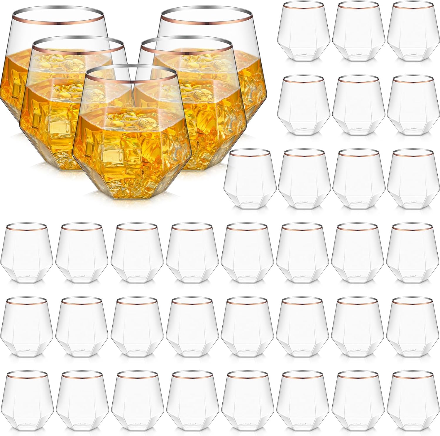 Bokon Plastic Stemless Wine Glass Bulk 12 oz Diamond