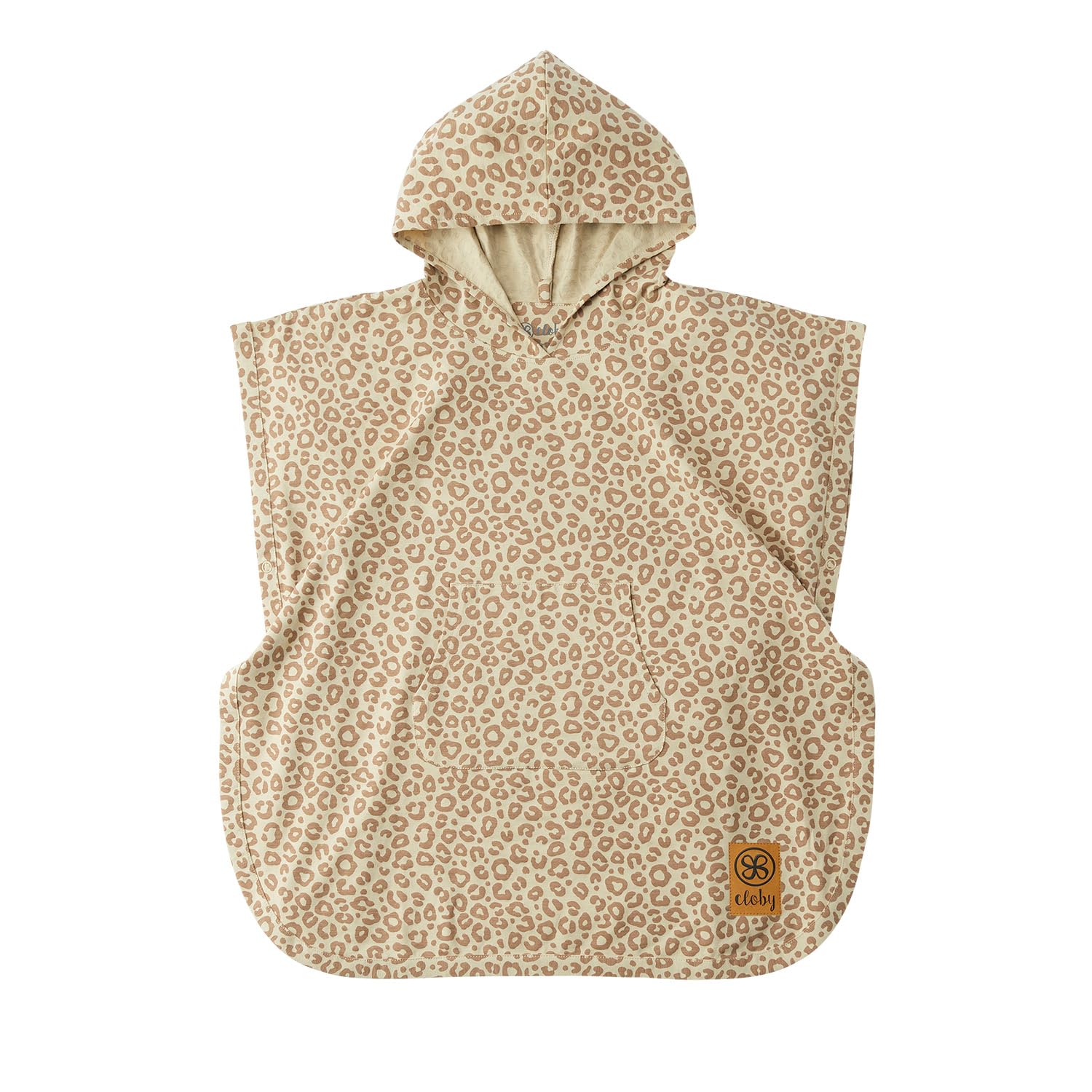 Cloby Badeponcho mit Kapuze mit UV-Schutz (UPF 50+) - Leopard braun (1-3 Jahre)