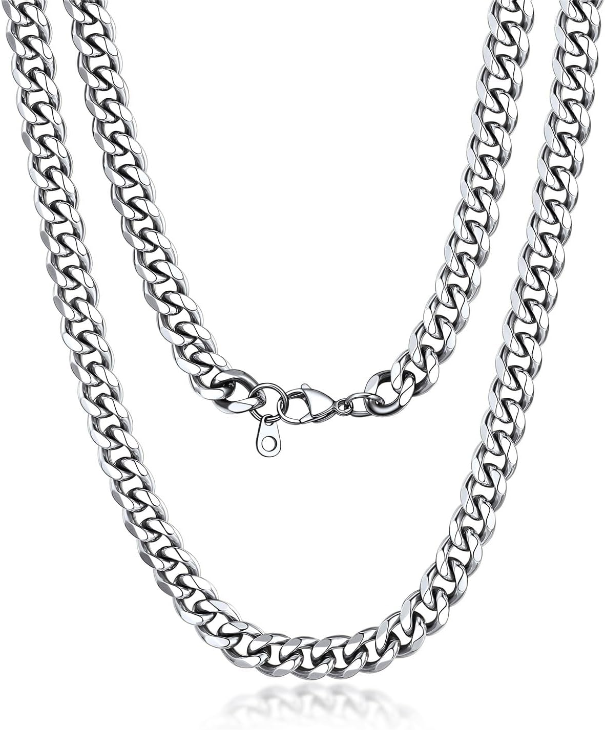 925 Sterling Silver Chain Necklaces for Men, 3/5/6/9/12mm, Stainless Steel Cuban/Figaro Mens Necklace，Silver/Black/Gold Plated Chains Length 14"/18"/20"/22"/24"/26"/28"/30“