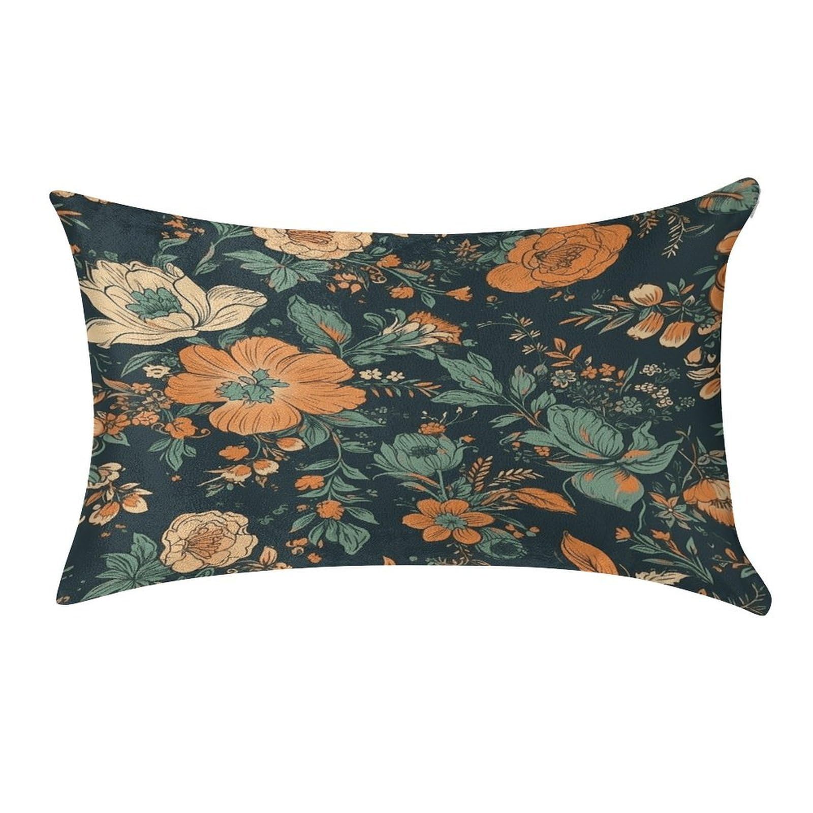 Fekiloot Style Orange And Green Flowers Pillow Covers Home Decor Pillow Cases