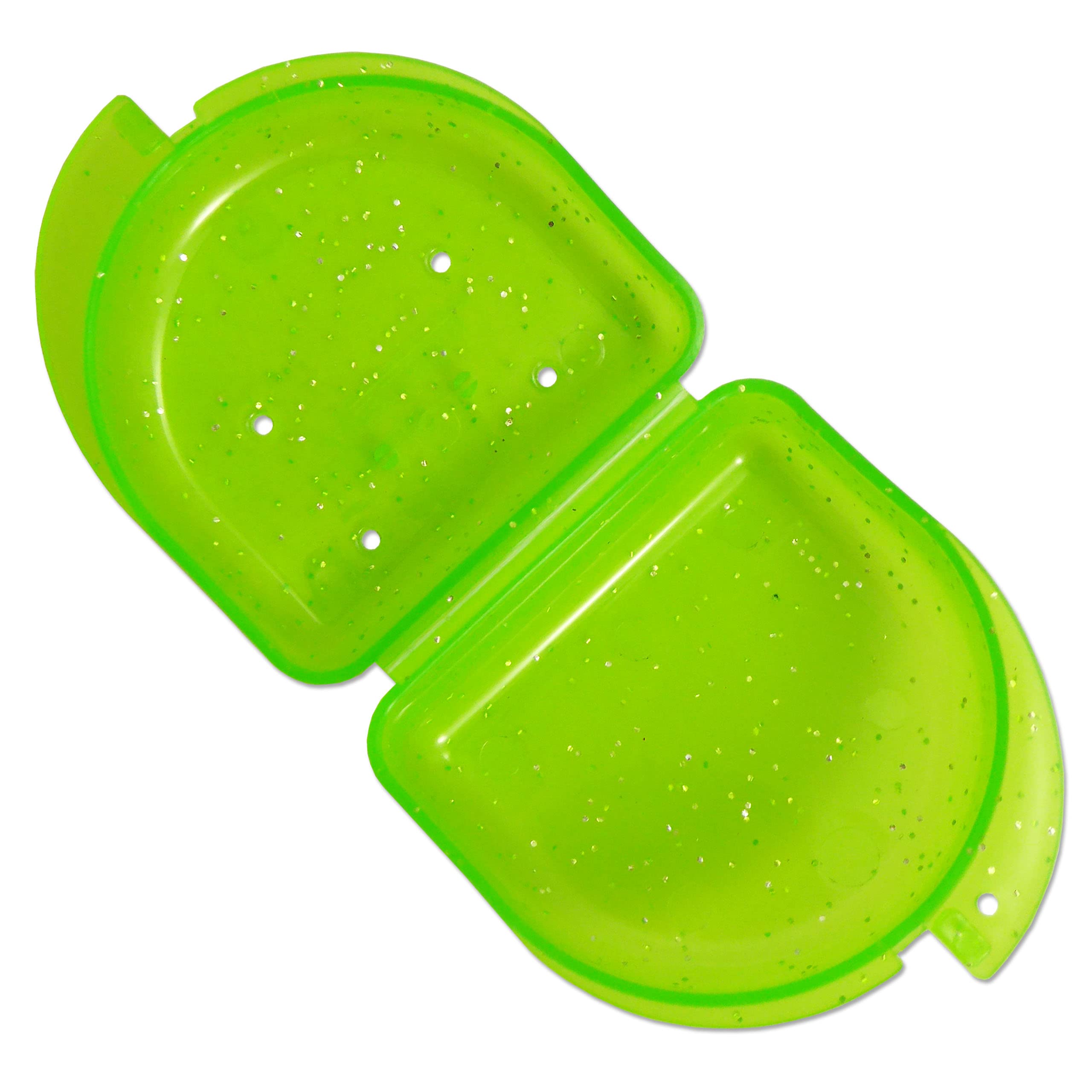 Estuche para Retenedor Protector Bucal Férulas Dentaduras Aparatos Dentales Verde con Escarcha