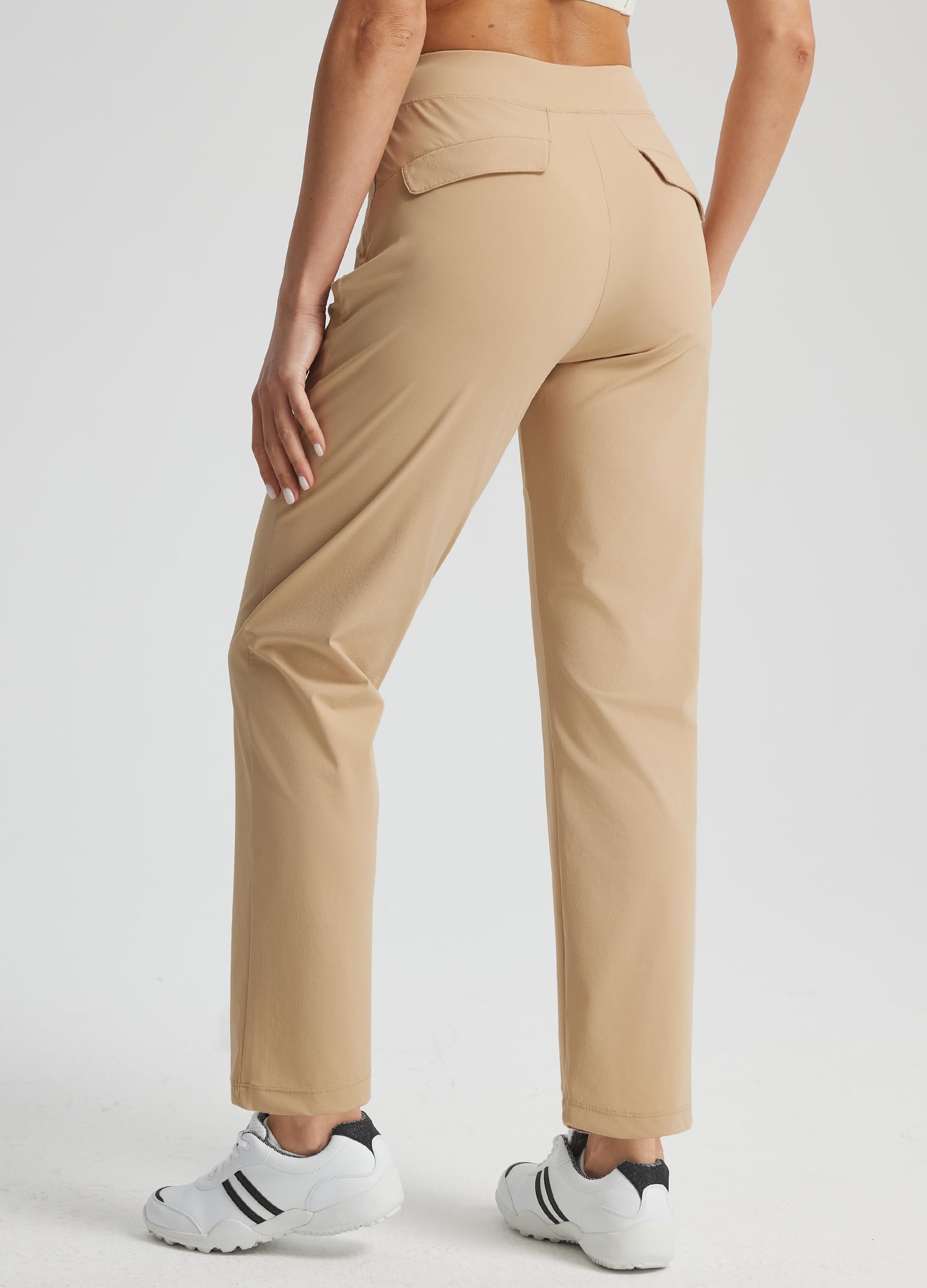 Libin Pantalones de golf para mujer, elásticos, de viaje, de cintura alta, bolsillos con cremallera, pierna recta, suaves, ligeros