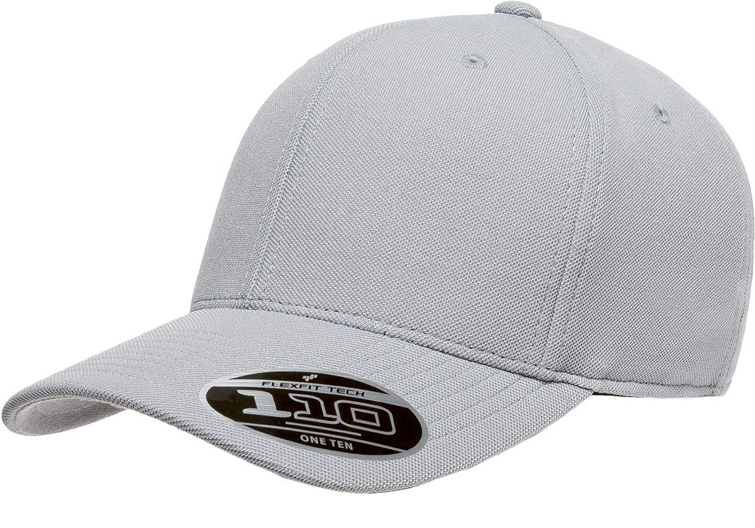 Flexfit Men's 110 Cool & Dry Athletic Cap Hat, Silver, One Size