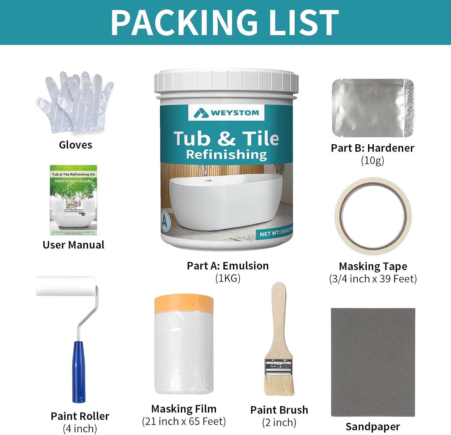 Revolutionary Tub and Tile Paint Kit — Semi-Matte White DIY Solution for Bathtubs, Tiles, Sinks, and Countertops — Eco-Friendly, Odorless, and No-Peel (White, 35 FL Oz)