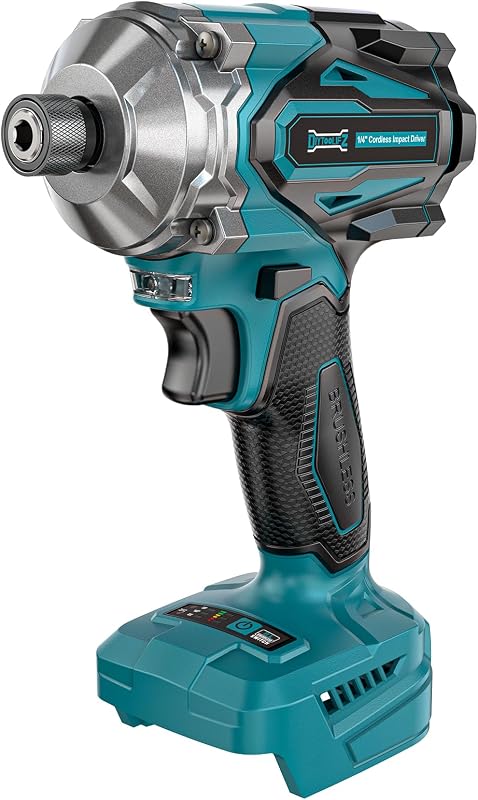 Cordless Impact Driver 1/4" Compatible with Makita 18V Battery, | 2800 In-lbs Brushless Impact Drill Driver, 3900 RPM Compact Driver Tool for Home Projects, Auto-Stop & LED Light (Tool Only)