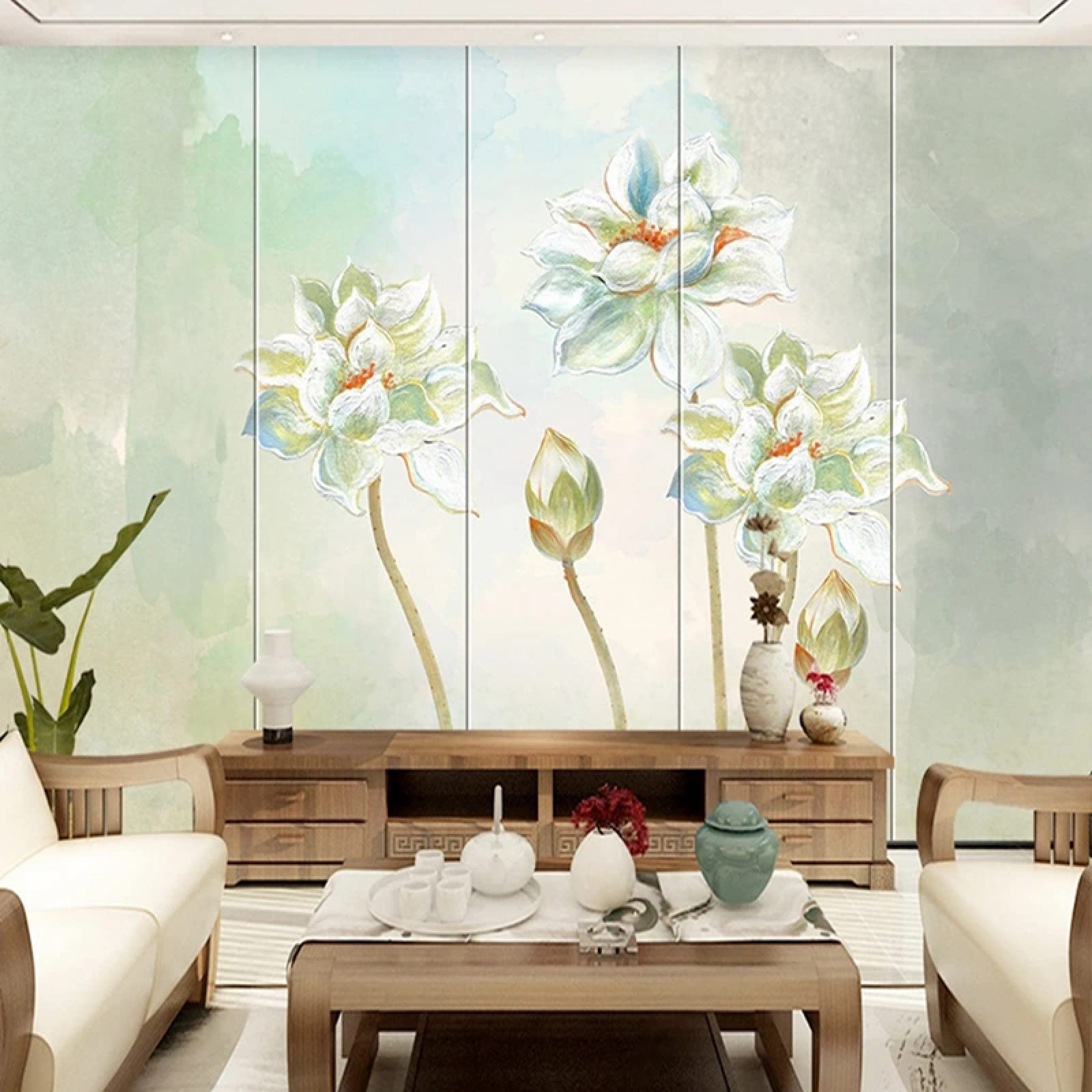 Papier peint panoramique 3D trompe l'œil fleur peinture à l'huile salon et chambre