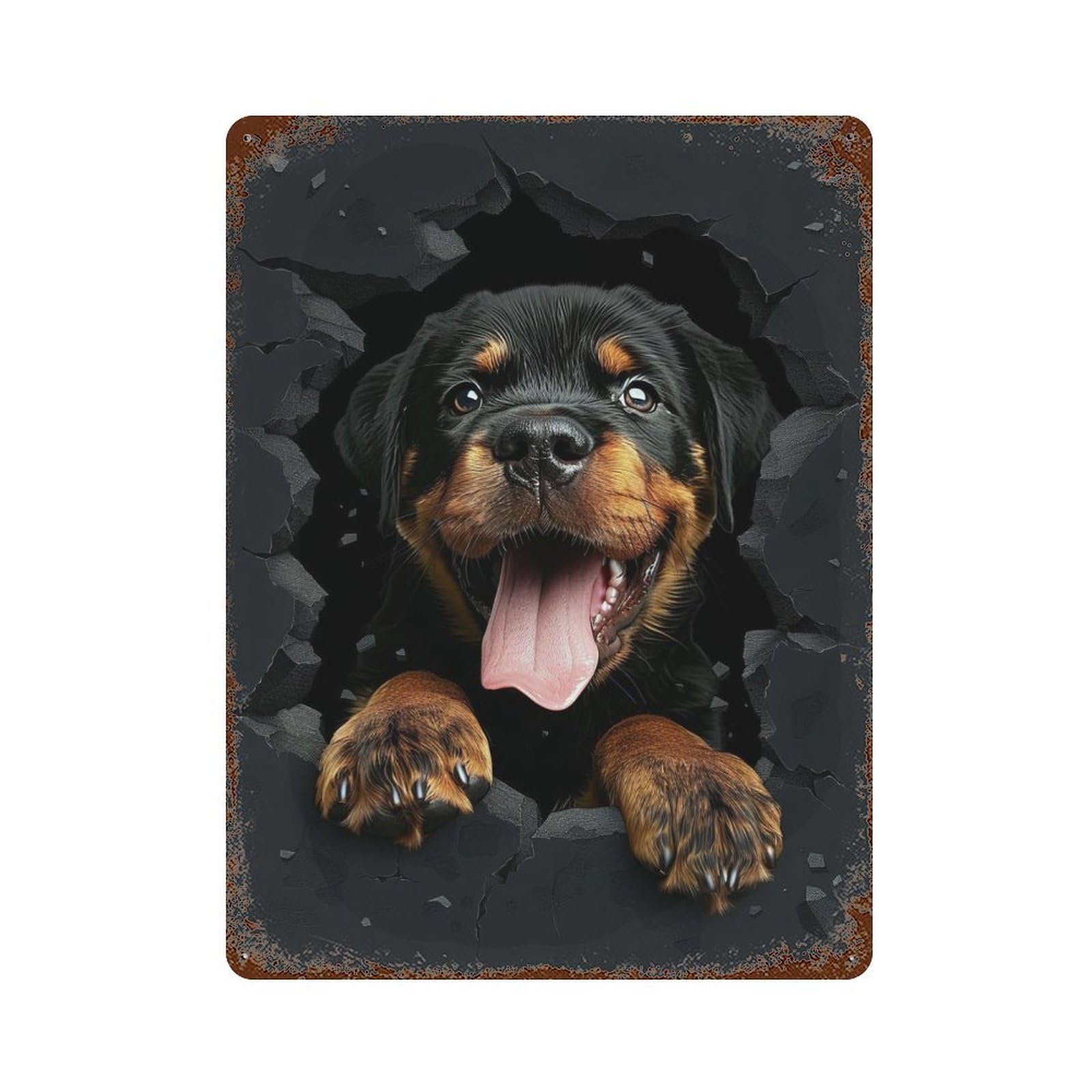 Rottweiler Decorative Tin Sign 15.7"x11.8", Industrial Home Decor for Garage, Pub Or Kitchen