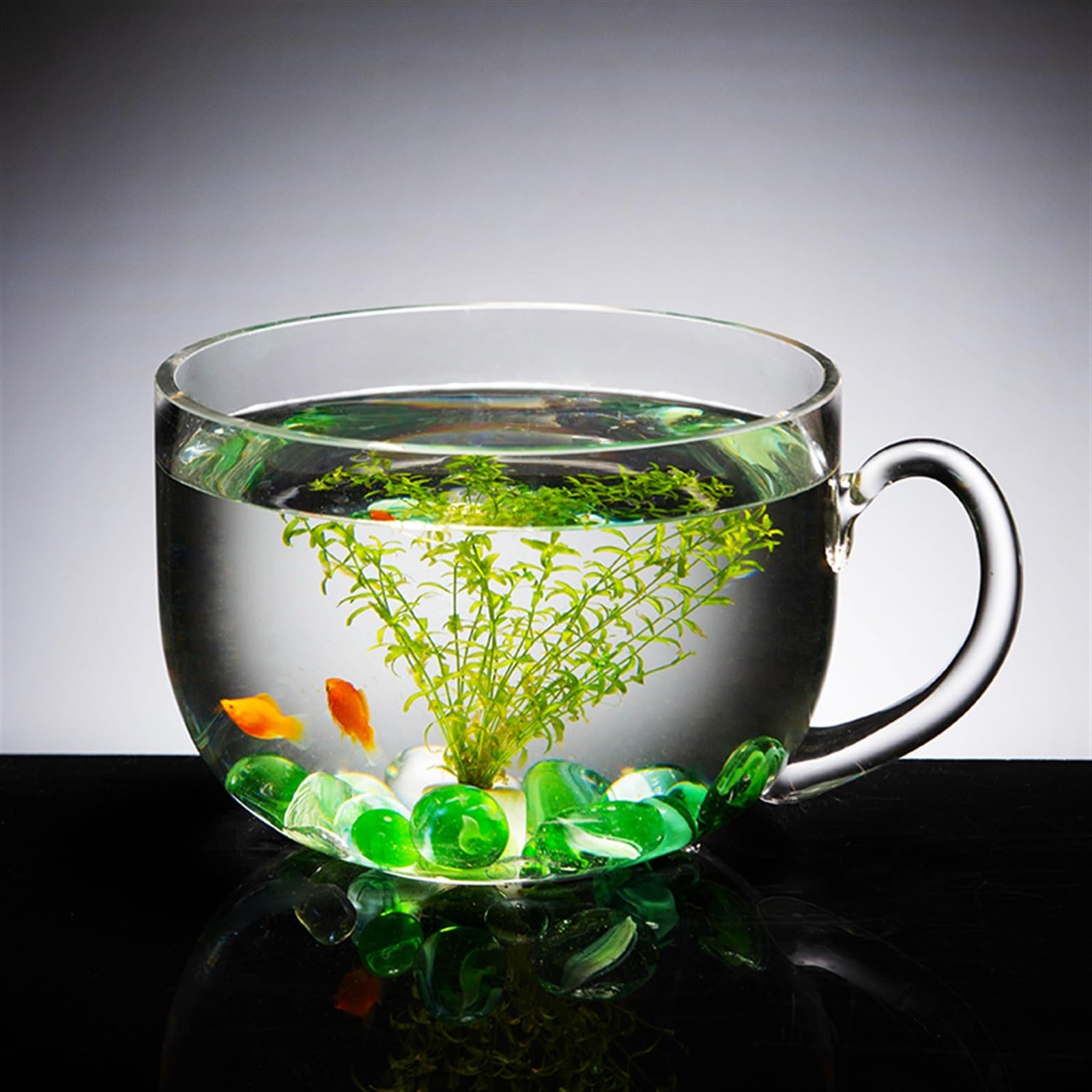 Acuario Tanque de Peces, Acuario de Escritorio, Forma de Cuenco Creativo, pecera Dorada, Sala de Estar, pequeños Tanques de Peces de Vidrio Salón