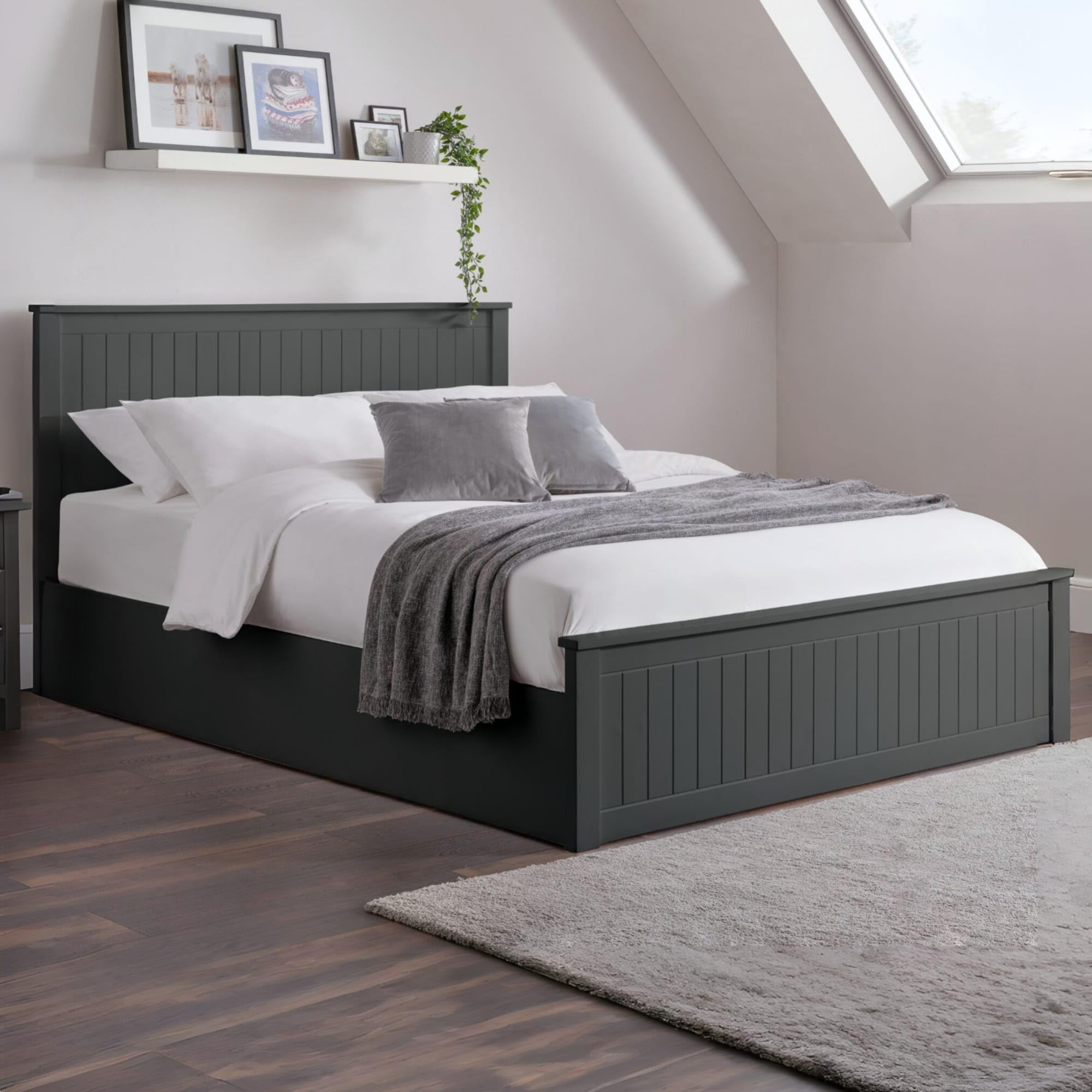 Julian Bowen Maine Anthracite Wooden Ottoman Bed Frame - 4ft6 Double