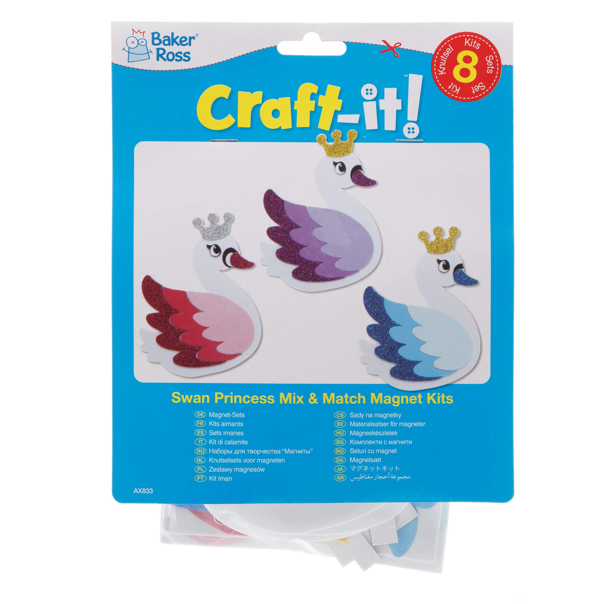 Baker Ross AX833 Kits D'aimants Princesse De Cygne - Paquet De 8