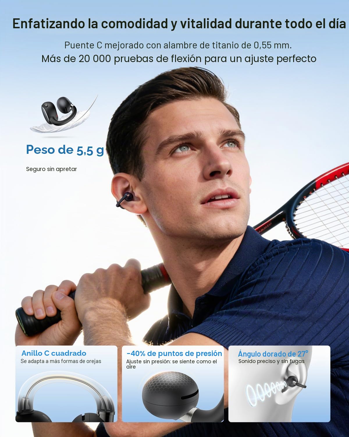 EarFun Clip 2 Auriculares Open Ear con Clip, Auriculares Abiertos | Hi-Res, Llamadas nítidas con 4 Mics IA, Ajuste Estable, Drivers 12 mm para Sonido Claro,40 Horas, IP55, Bluetooth 6.0, Negro