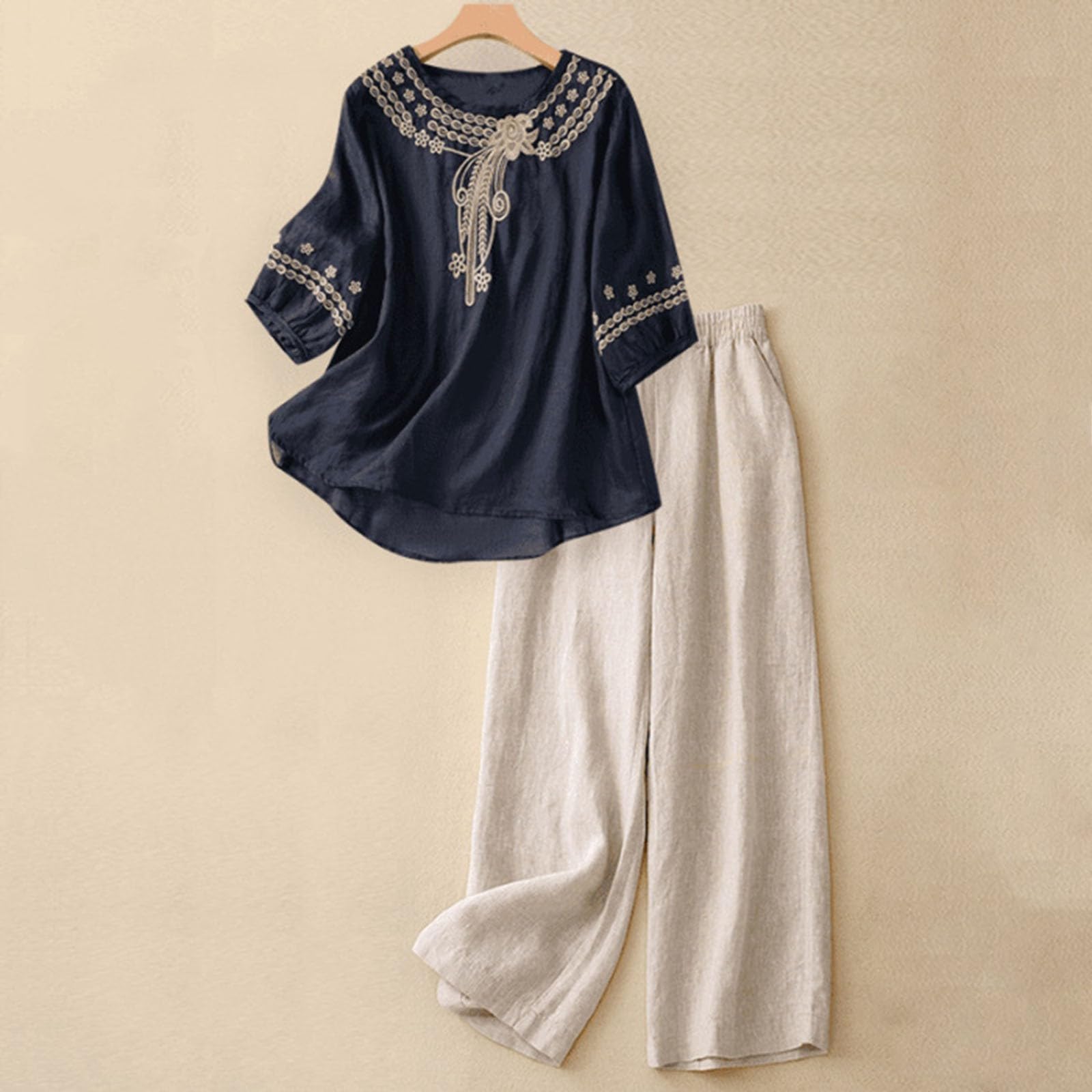 riou Chándal Mujer Completo Verano Original Moda Conjunto de 2 Piezas Cintura Alta Pantalon Y Blusa Color Sólido Suave Y Cómodo Vacaciones Ropa De Deportivo Diarios Vacaciones Playa