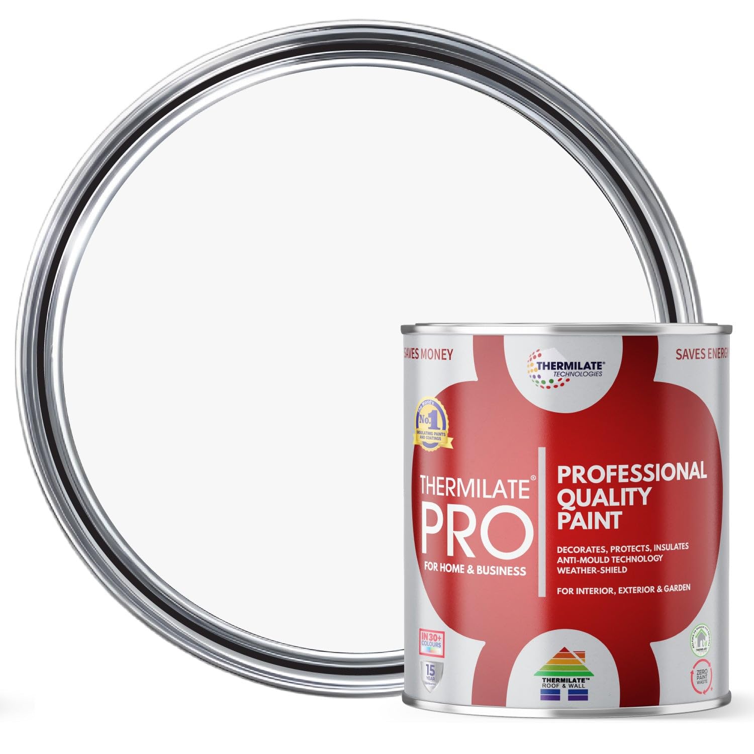 Thermilate PRO FLEX Interior & Exterior Paint - Professional Multi-Surface Paint & Primer for All Walls, Wood, Furniture, Kitchen Cupboards & Garden | All-in-One - Ultra White - 2.5L - Matt โ image 1