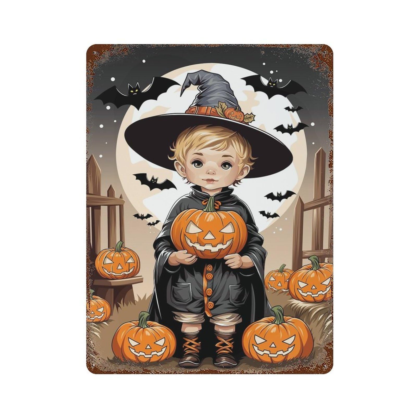 Garage Style Little Boy Wizard Vintage Rust Metal Sign 15.7"x11.8", Shabby Chic Decor for Bar And Workshop
