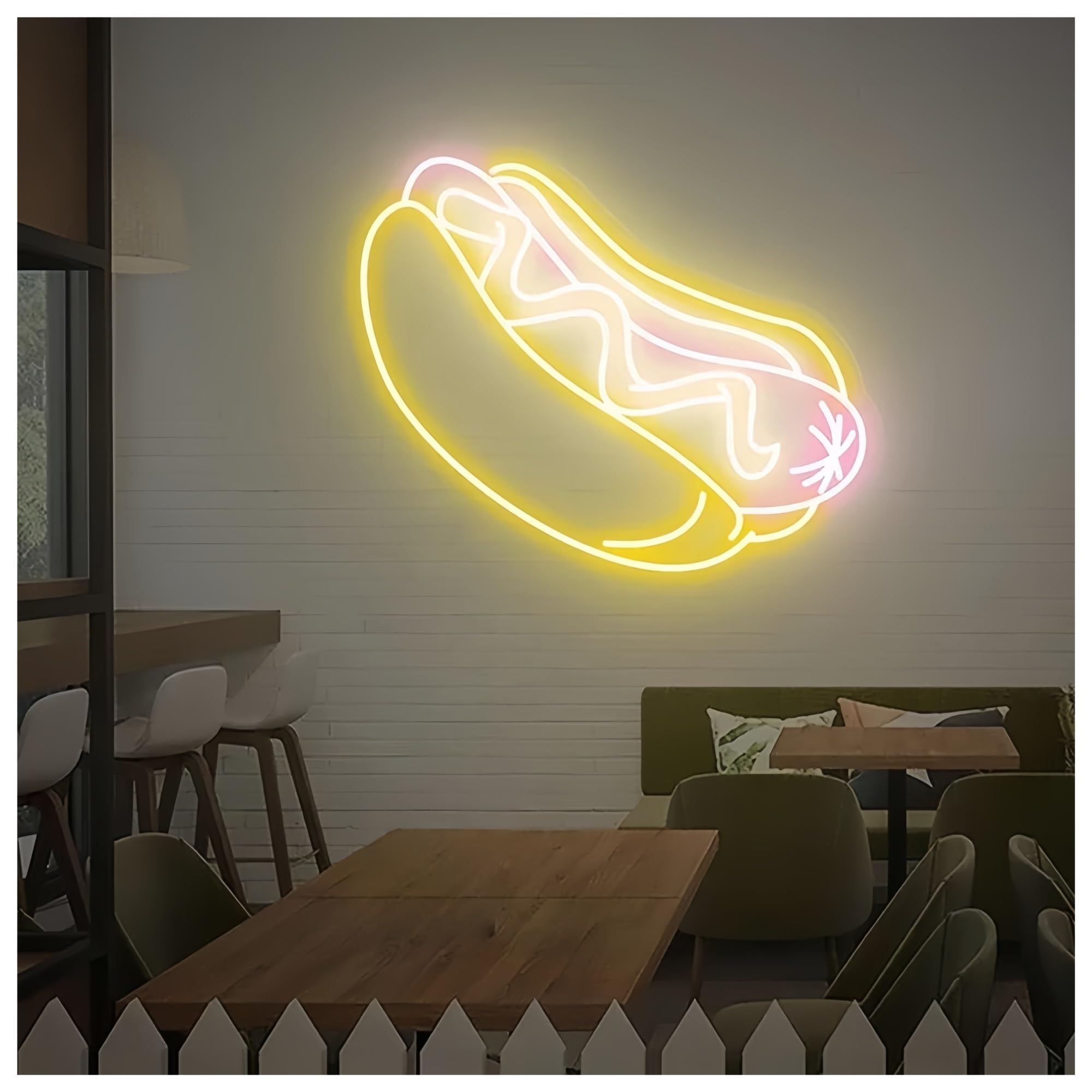 SHOUXI Sign Lamp Hot Dog Neon Signs USB Powered Sausage Neon Lights Suitable for Restaurants Party Decor Commercial Signs(A,50CM)