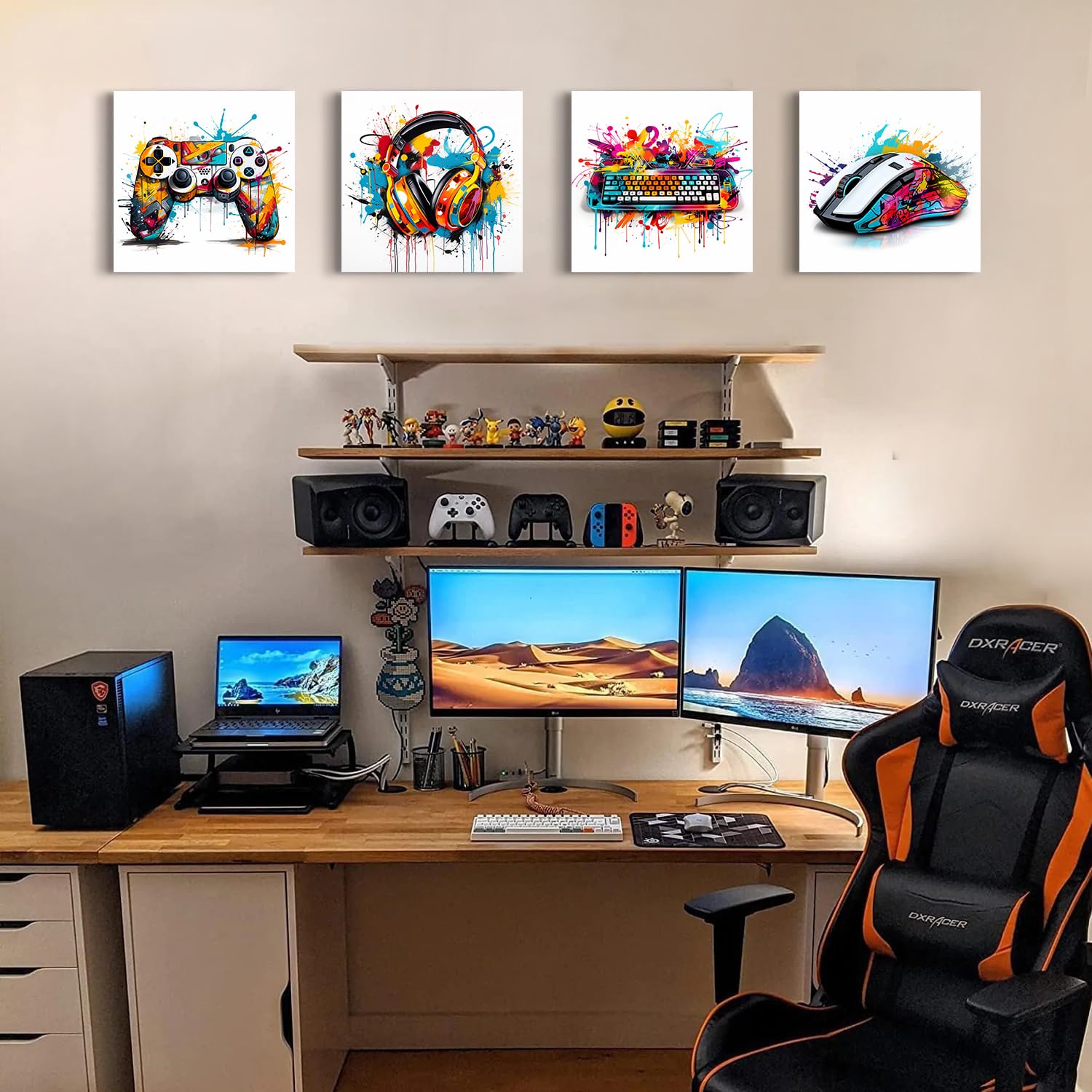 Gioco Decorazione Della Parete Gaming Art Graffiti Gamepad Cuffie Tastiera Immagini Tela per Gamer Room Ragazzi Room