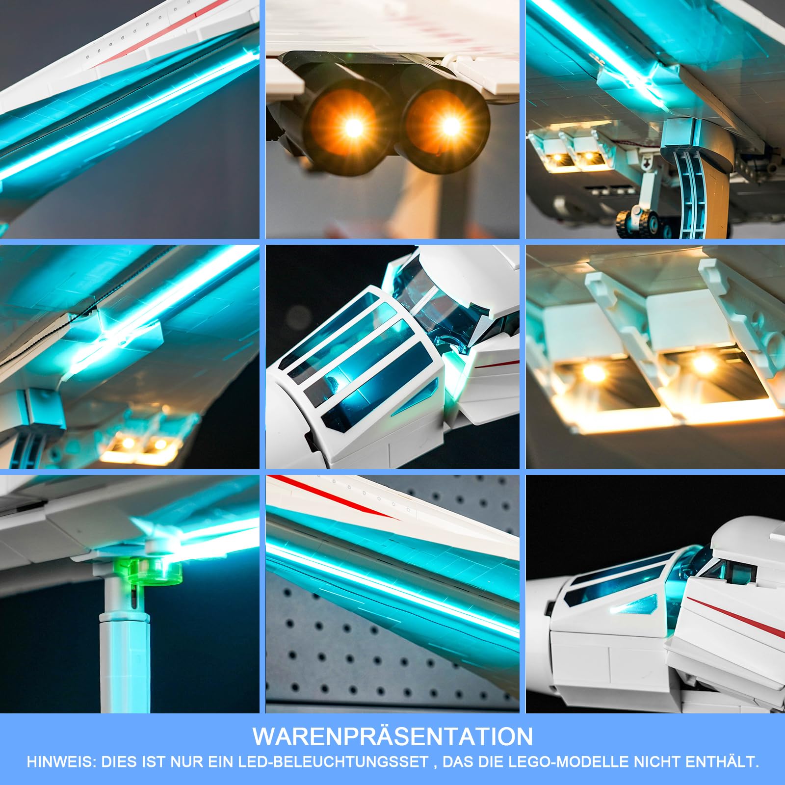 LocoLee Licht Kompatibel mit Lego Concorde, Led Beleuchtungs Compatible with LEGO 10318 Icons Concorde Überschallpassagierflugzeug - Nur Lichter Set, Kein Modell - 2