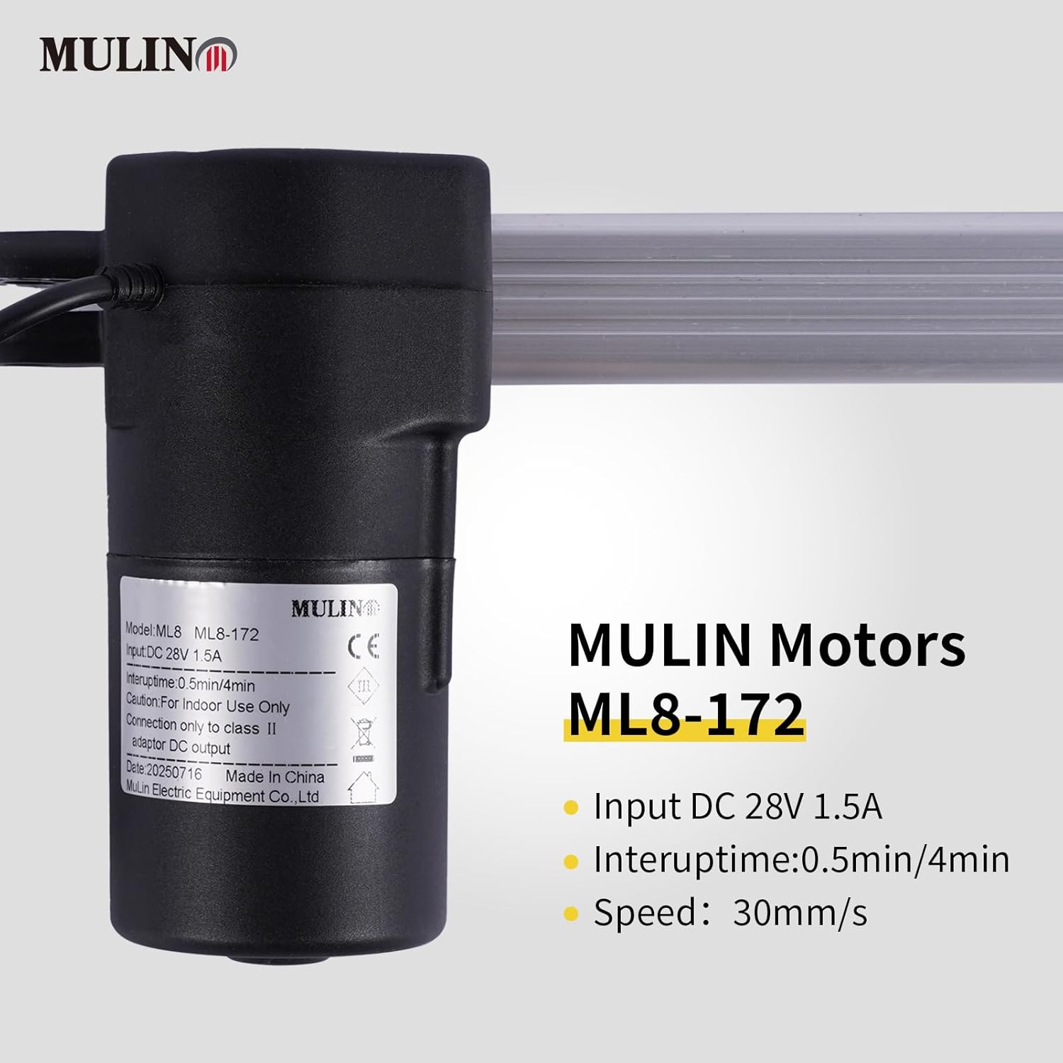 Mulin Power Recliner Motor Replacement with Cord Model ML8-172 Linear Actuator for Sofa Lift Chair Couch Massage Seat Bed