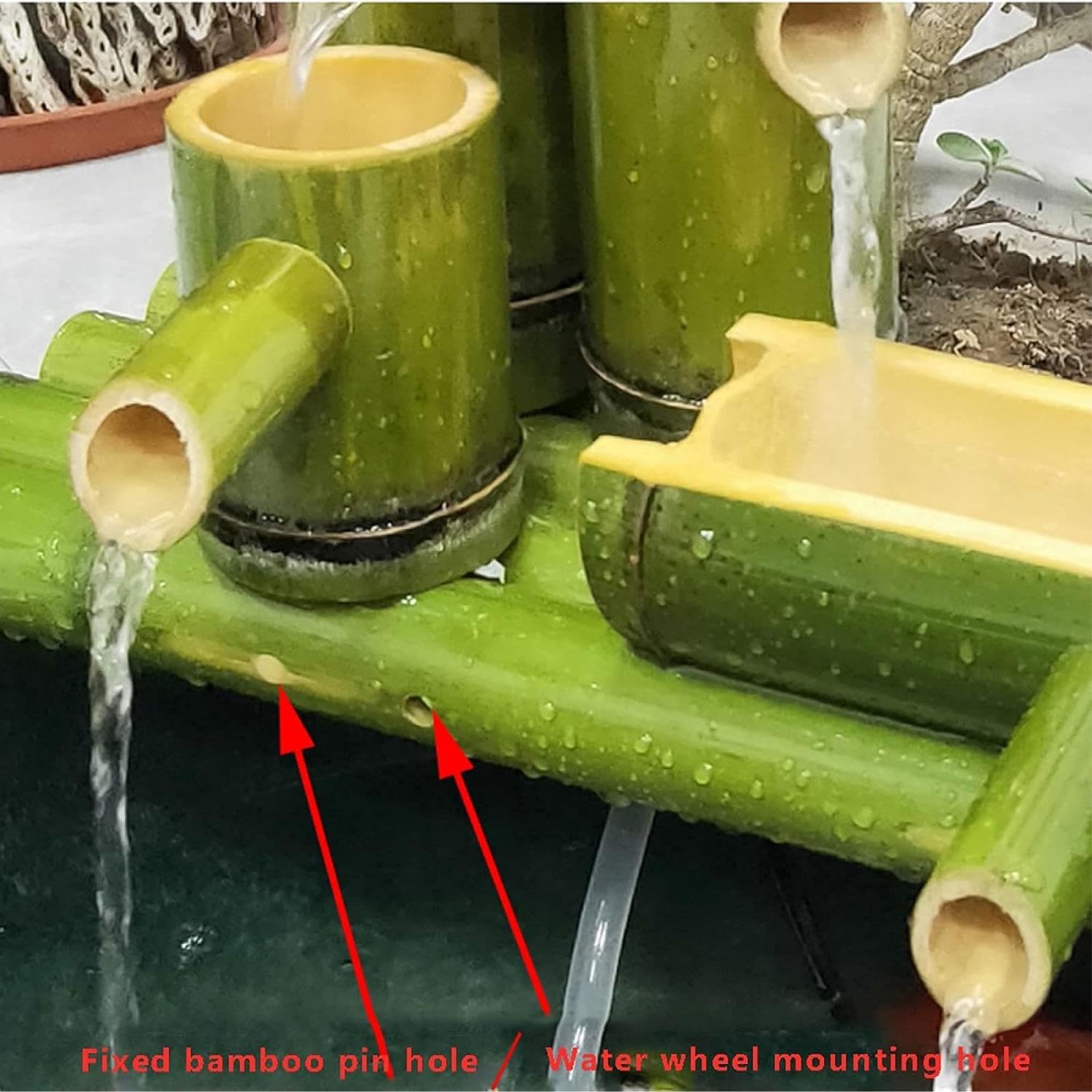 Kit Fontana in bambù, Fontana Solare con Pompa, Fontana a Flusso Continuo per Giardino Zen, Decorazione paesaggistica in bambù Naturale, Ornamento con Filtro per Acquario, per Patio, laghetto