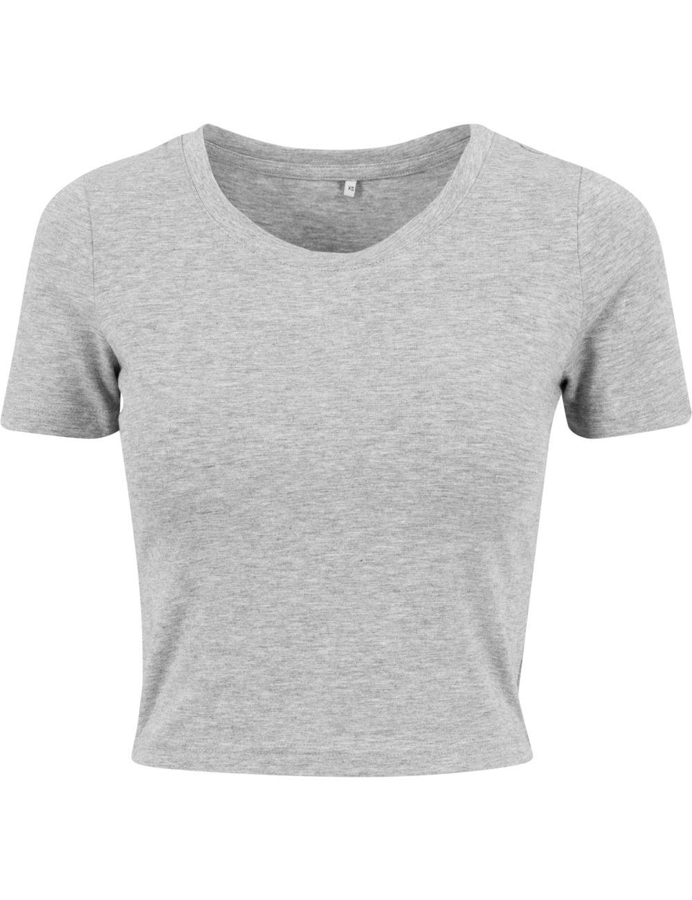 Build Your Brand Women's Cropped Tee T-Shirt, gray, XS