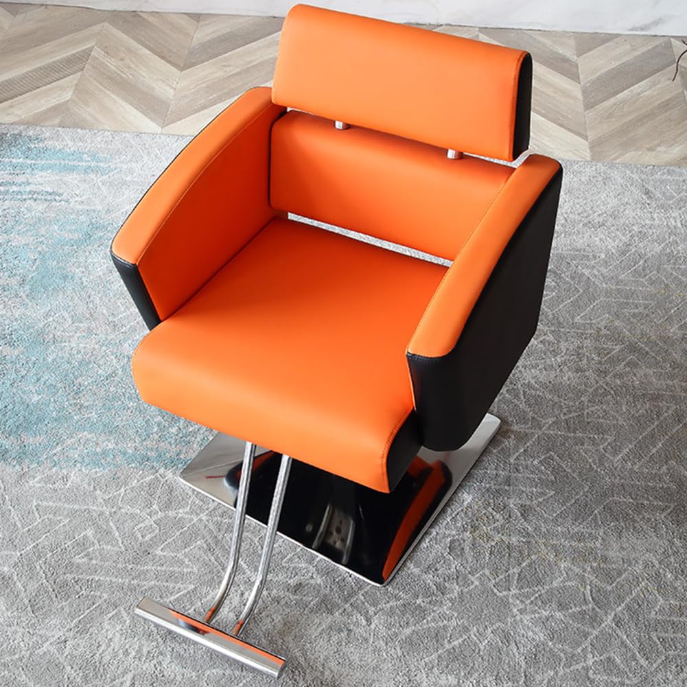 IBOWZ Silla de peluquería Silla de Peluquero con Bomba hidráulica, Silla de peluquería de Cuero PU con Pedal, chasis Cuadrado para barbería, Muebles de salón, Negro