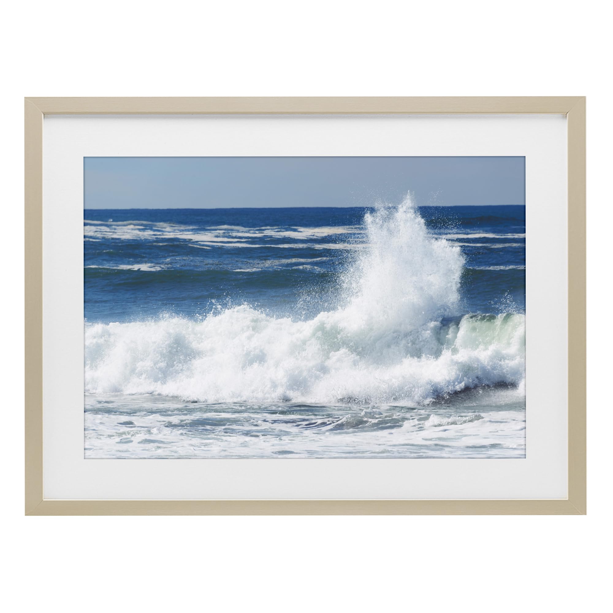 Stupell Industries Harvest Pine (Textured) 'Crashing Waves Splash'| Framed Print Under Glass