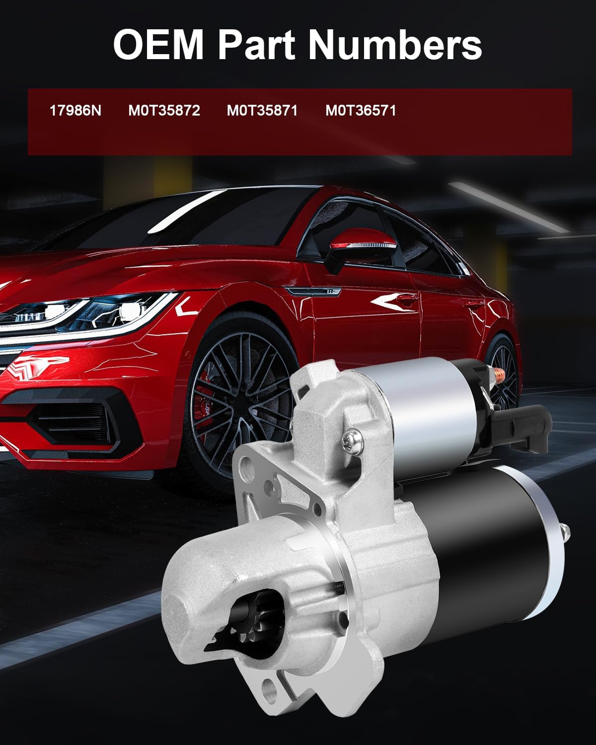 New Stater Compatible for Cadillac for SRX 3.6L 2006 2012-2014 for Chevrolet for Impala Limited 3.6L 2014 for Chevrolet for Impala 3.6L 2012-2014 1.4kW/12 Volt GDSMOTU Starter Replace M0T35872 17986N