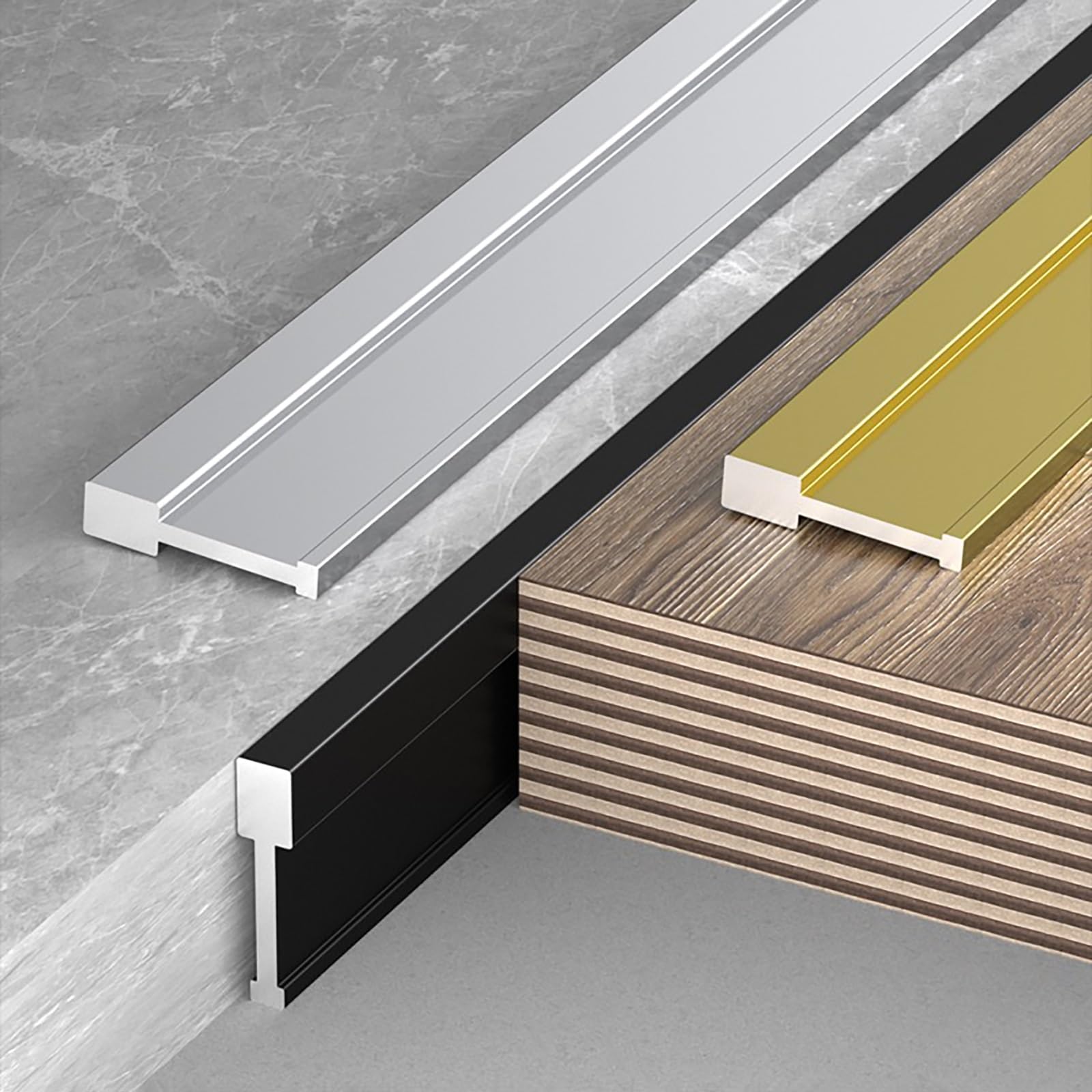 Raouoae 2 Pieces 125cm Aluminium T-Profile Door Threshold Bar For Floor Transition, Ideal For Laminate, Tile, Carpet, And Vinyl Flooring(Gold,Breite: 4.9 mm)