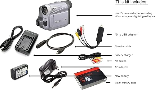 Vista 2 de Panasonic Corp Panasonic miniDV - Paquete de videocámara con adaptador USB para transferencia de cinta a digital