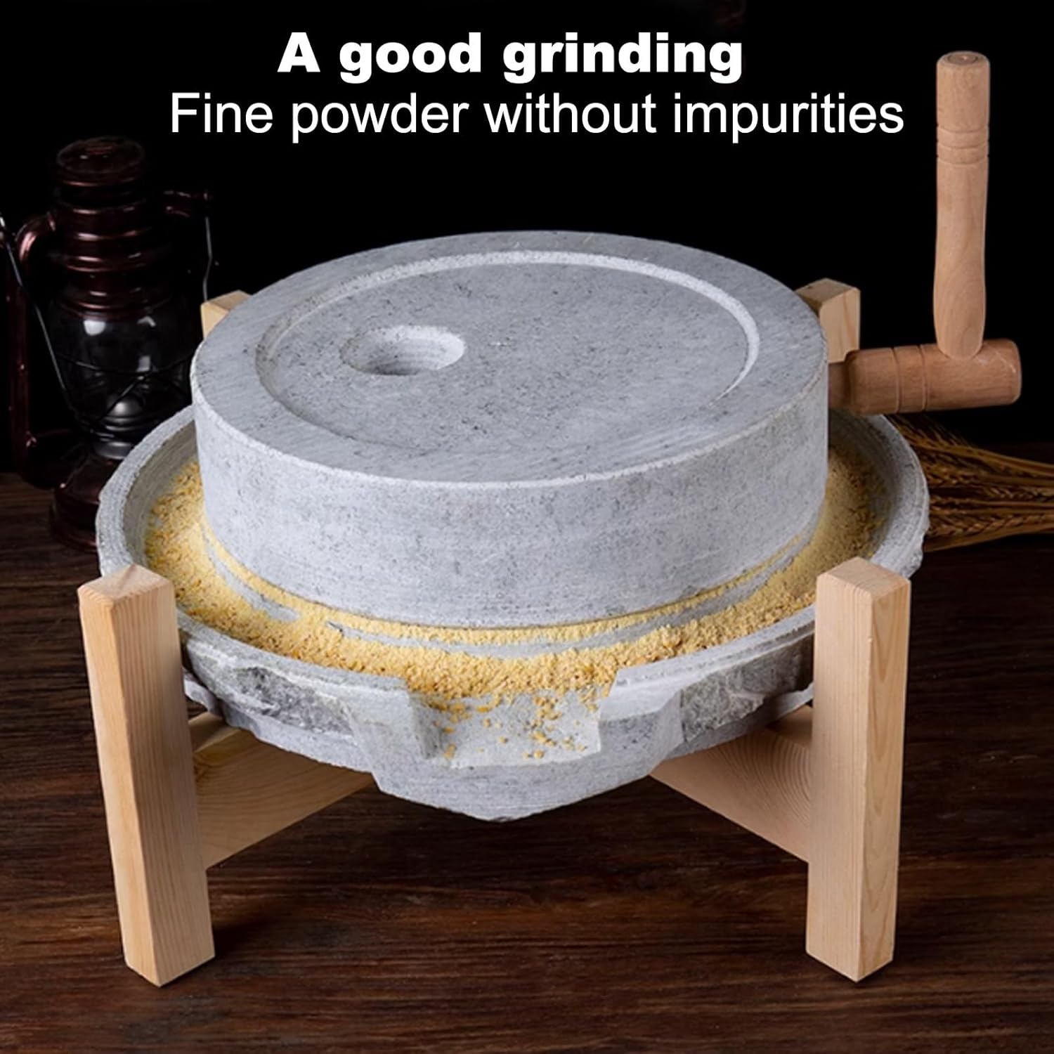 Manual Grain Stone Mill for Home Kitchen, Traditional Mill for Dry and Wet Grains,25cm/9.8in