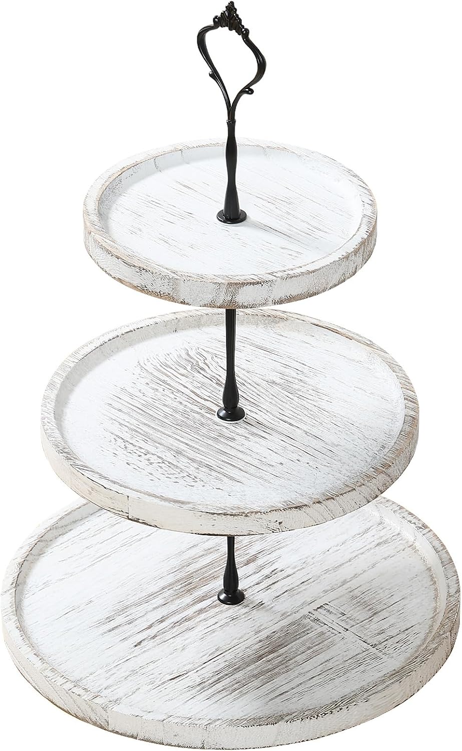 Wooden Cupcake Stand 3 Tiers, Rustic, 50 Cupcakes, Round Tiered Dessert Display, Wedding/Birthday Party, White