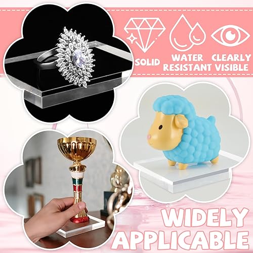 Miniatura 6 de 6 bloques acrílicos rectangulares transparentes para exhibición de joyas, bloque de pedestal de exhibición de joyas transparente, base de soporte de