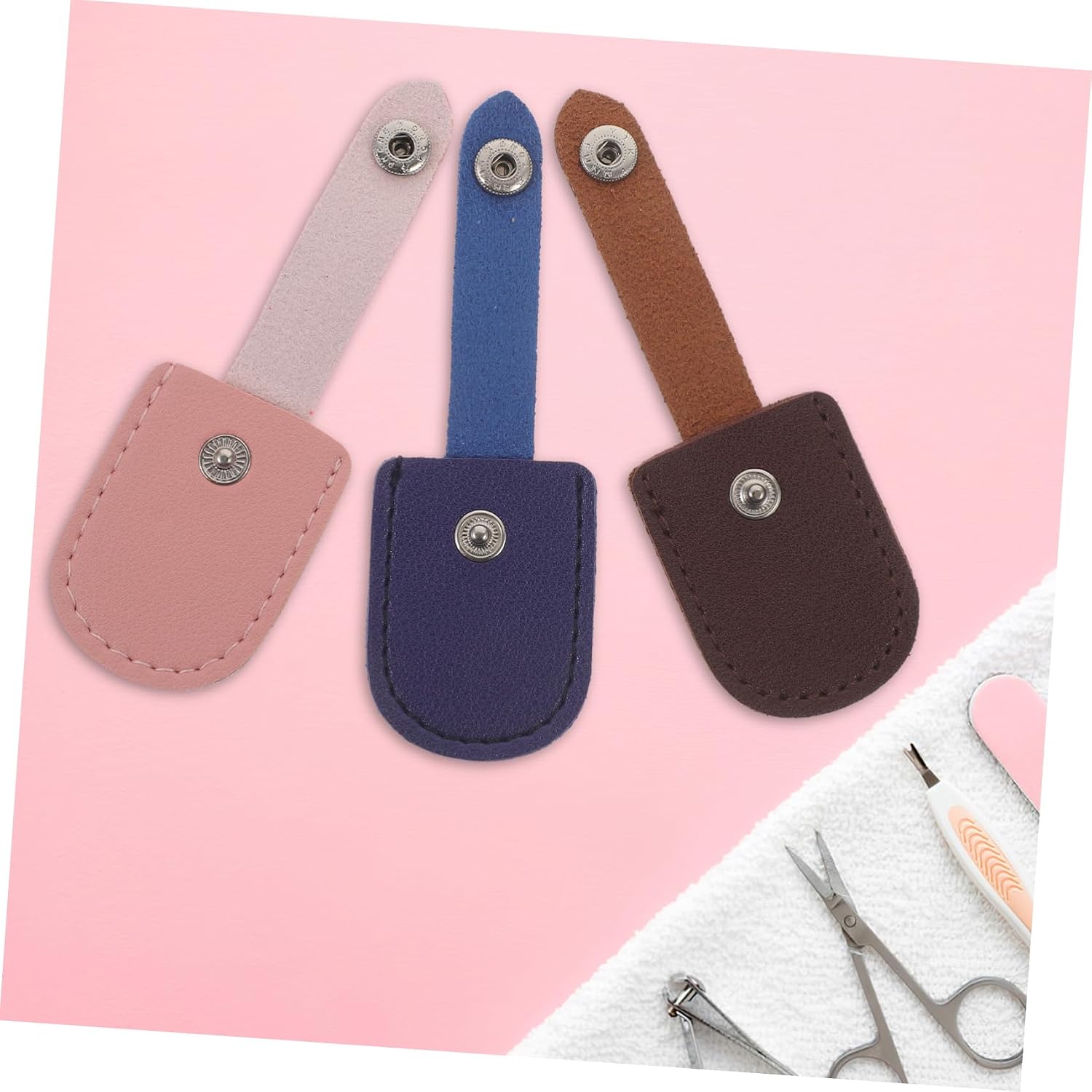 CALLARON 3pcs Nail Clippers Pu Covers Cuticle Scissor Protector Manicure Tool Handle Sleeves