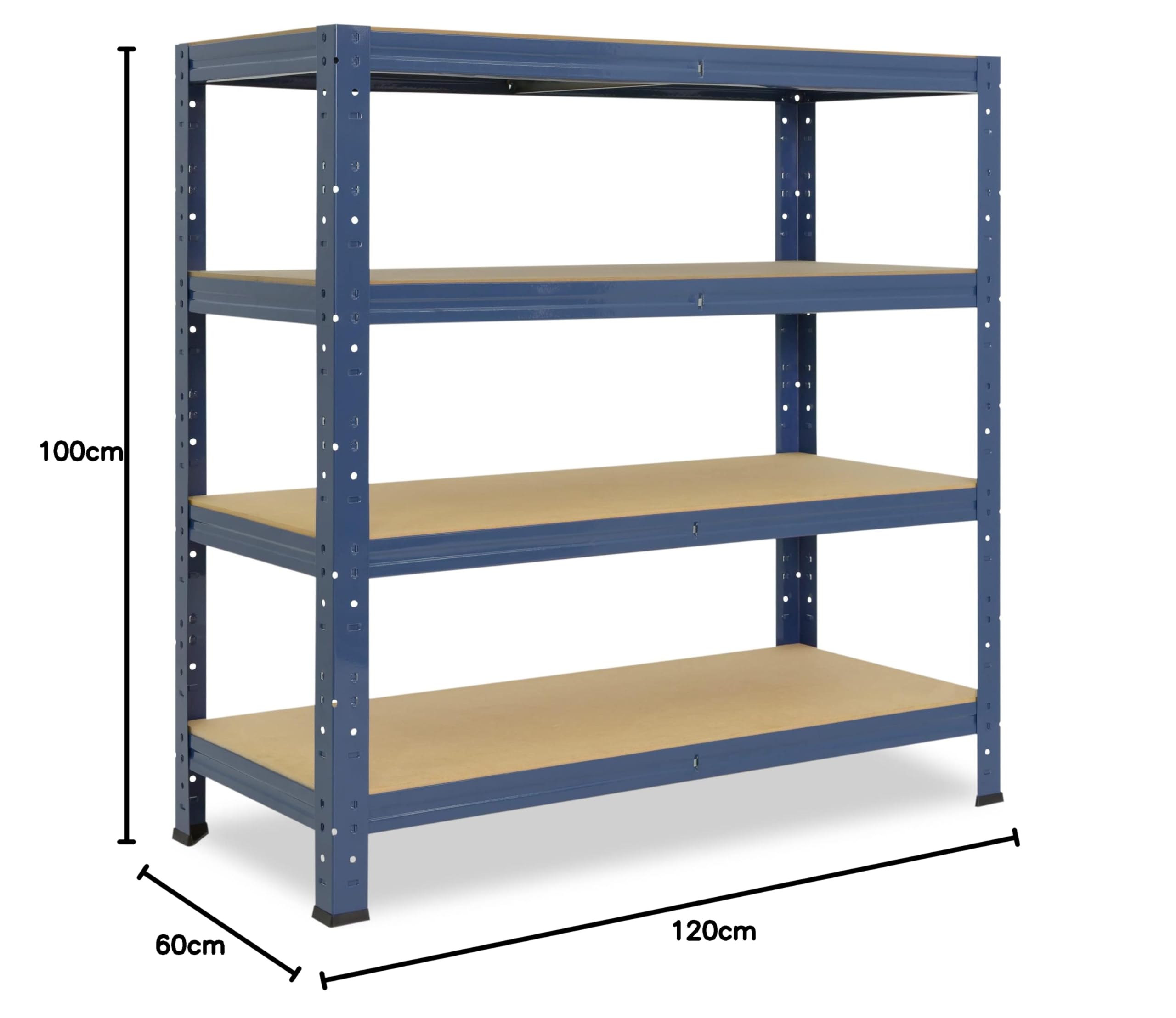 shelfplaza Home 100x120x60cm Schwerlastregal blau mit 4 Böden x 175kg
