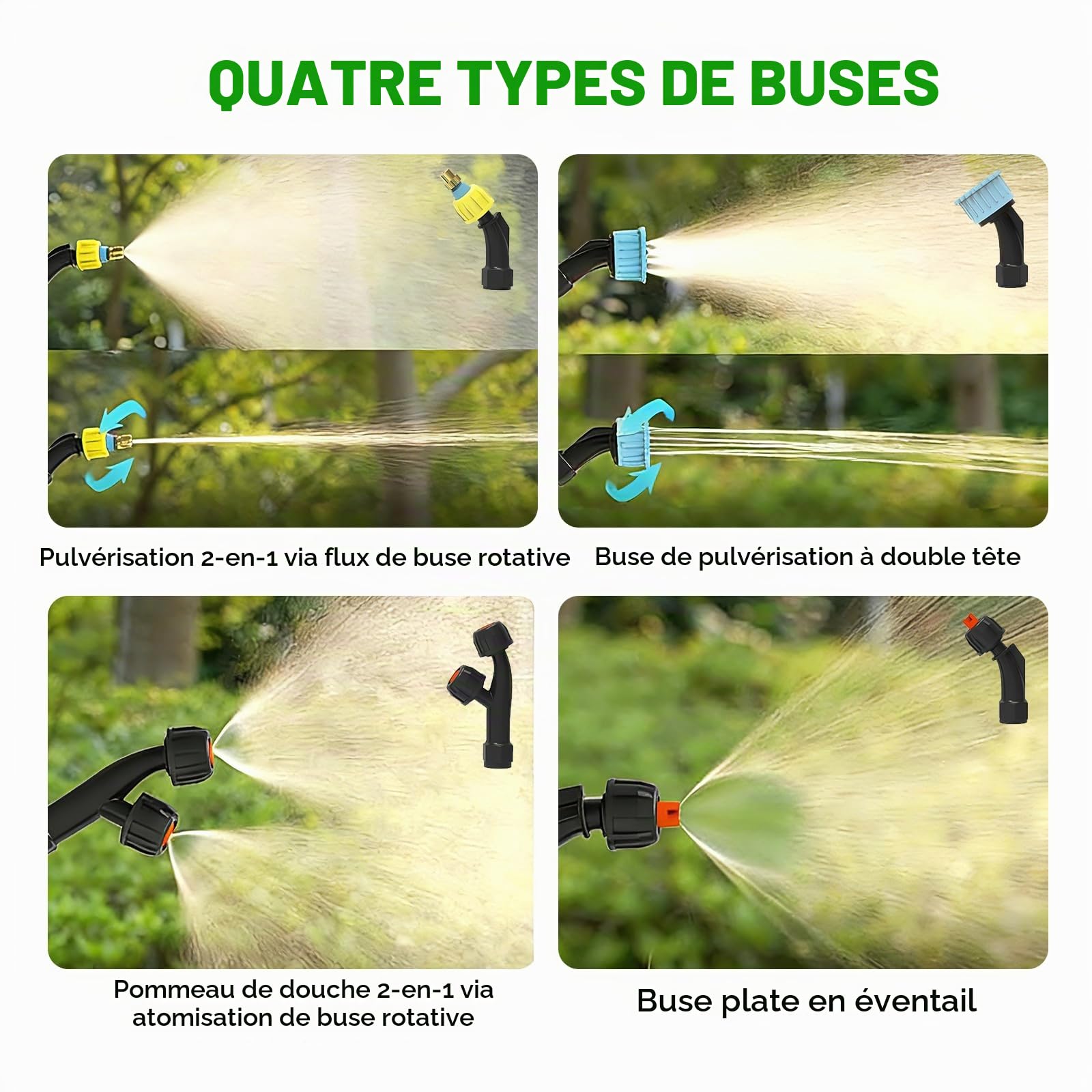 auvstar Pulvérisateur Électrique de Jardin 8L avec 4 Buses,Portable Pulverisateur a Pression Rechargeable pour Jardin,Traitement des Plantes,3 Vitesses de Pulverisation et Canne Telescopique