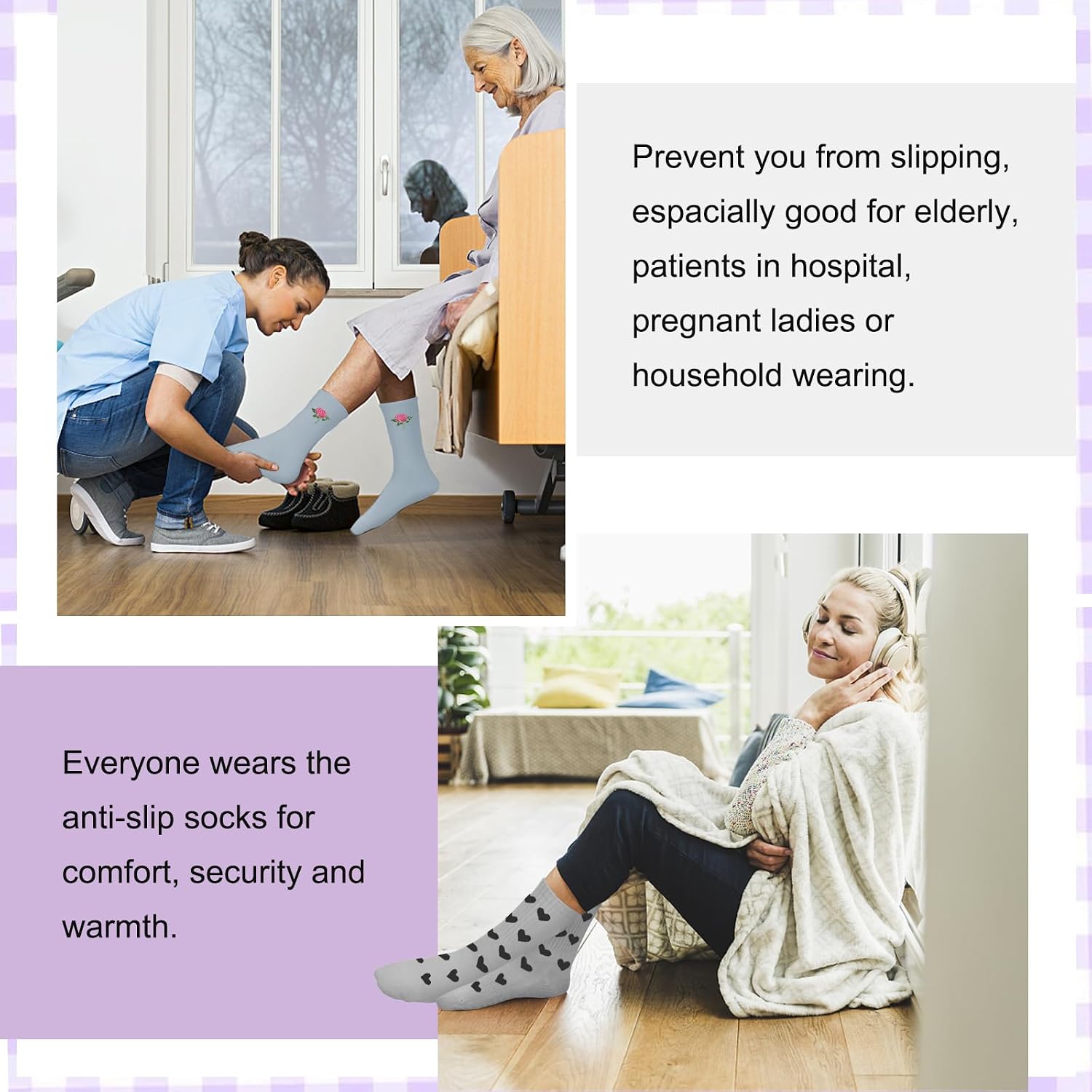 Pilates Socks for Women, Non Slip Grip Socks for Yoga, Barre, Hospital, Grippy Socks Womens Gifts, 4 Pairs image 3