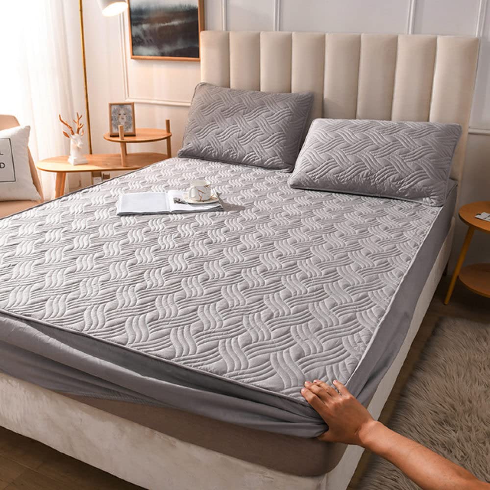 Drap-housse 100x190x25 matelassé couleur unie avec bande élastique