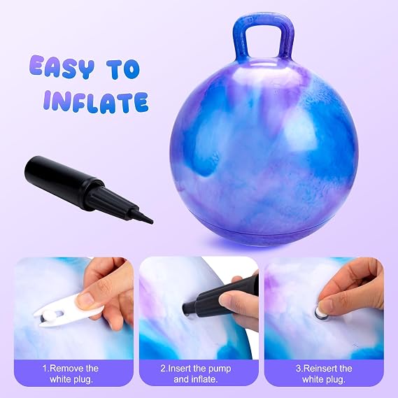 INPODAK 18inch Space Hoppers for Kids Age 3-6 Glowing Hopper Ball with Pump | Childs Space Hopper Kids Bouncy Hopper Jumping Ball with Handle Indoor Outdoor Garden Toys Boys Girls Christmas Easter Gifts