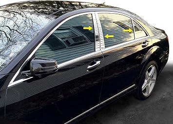 MaxMate Made in USA! Compatible with 2007-2013 Mercedes-Benz S Class/S400/S550 6PC Stainless Steel Chrome Pillar Post
