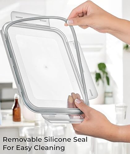 Miniatura 8 de Recipiente de almacenamiento de alimentos grande de vidrio con tapa de bloqueo 14 tazas112 onzas Ideal para almacenar alimentos, verduras o frutas.