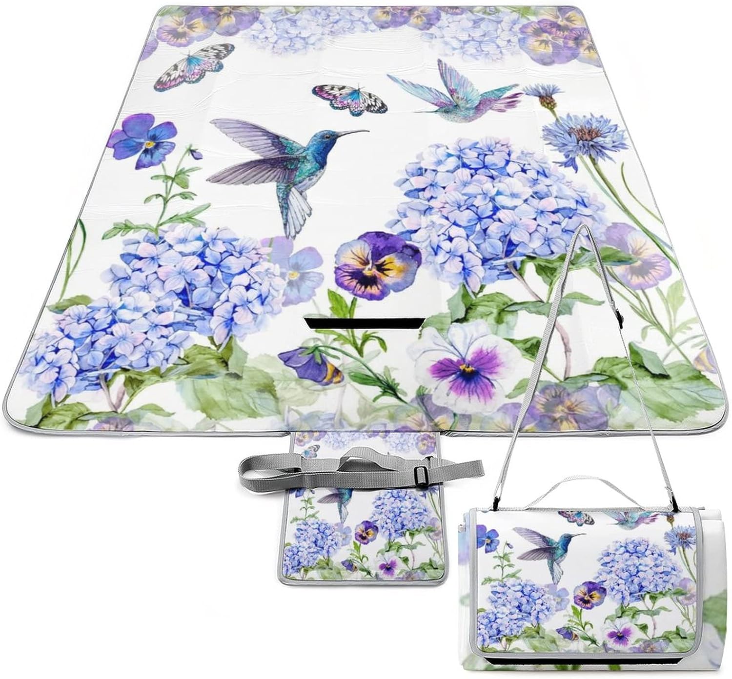 Cartoon Woodland Fox PortableAnd Extra Large Picnic & Outdoor Blanket Cute Colorful Wildlife Owl Deer Jungle Forest for Outdoor Picnics, Beach, Camping 58.3x58.3 Inch