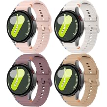 4 Pack Bands Compatible with Samsung Galaxy Watch 7 Bands 40mm 44mm, 20mm No Gap Silicone Sport Strap for Galaxy Watch 7 6 5 4 FE Women Men